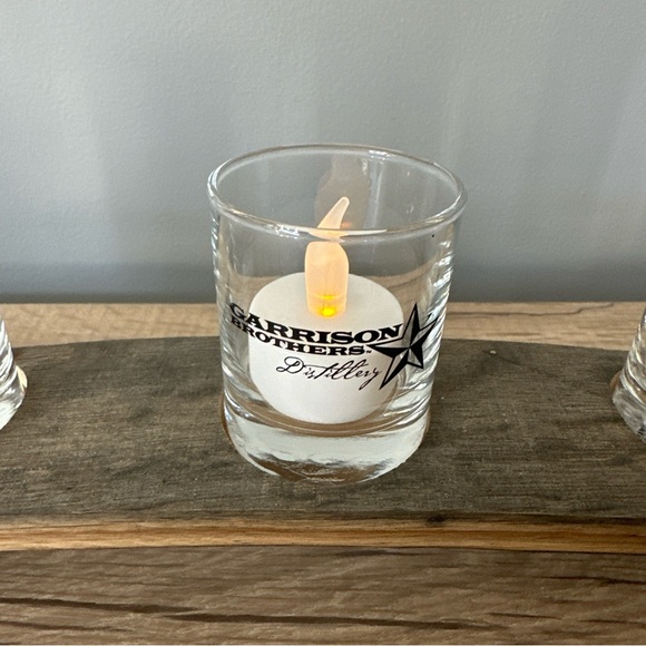 GARRISON BROTHERS Collectible Whiskey Barrel Shot Glass Candle table centerpiece - Picture 6 of 10